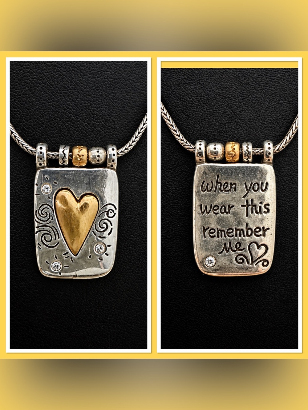 Vintage Brighton Two-Tone Heart Pendant Necklace - Remember Me